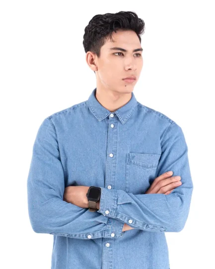 Basra Lightweight Denim Shirt Light Blue