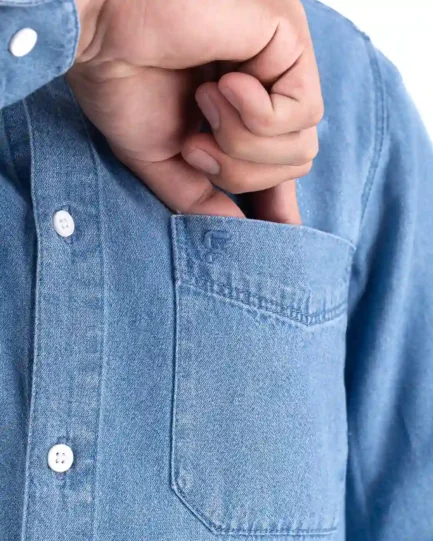 Basra Lightweight Denim Shirt Light Blue