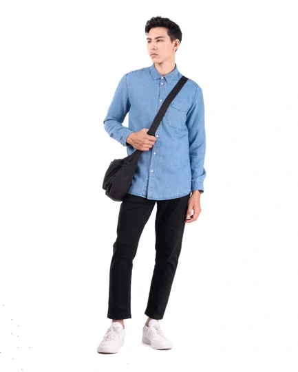 Basra Lightweight Denim Shirt Light Blue