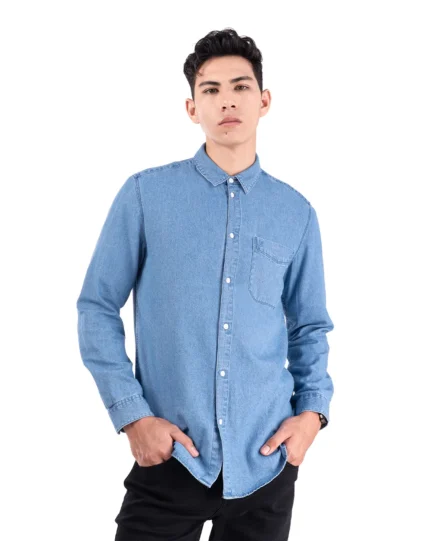 Basra Lightweight Denim Shirt Light Blue