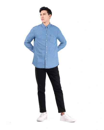 Basra Lightweight Denim Shirt Light Blue