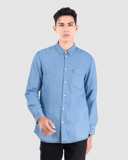 Basra Lightweight Denim Shirt Light Blue