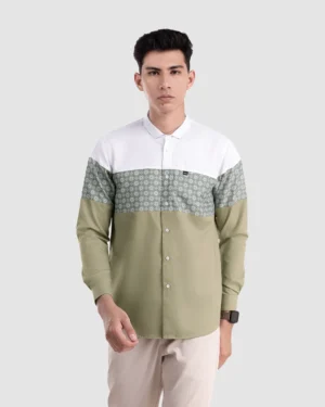 Baju Koko Pria Modern Fadkhera X ANB 7 Lengan Panjang Hijau Sage