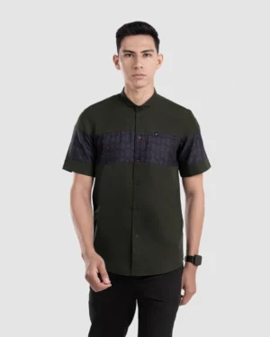 Baju Koko Pria Modern Erkan Dark Forest Green
