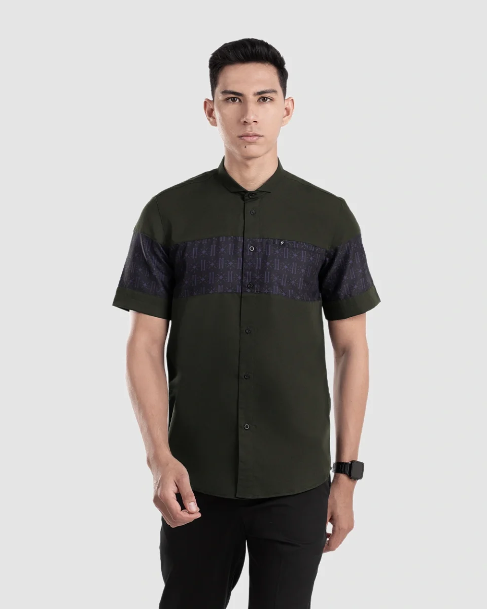 Baju Koko Pria Modern Erkan Dark Forest Green