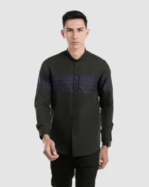 Baju Koko Pria Modern Erkan Long Dark Forest Green