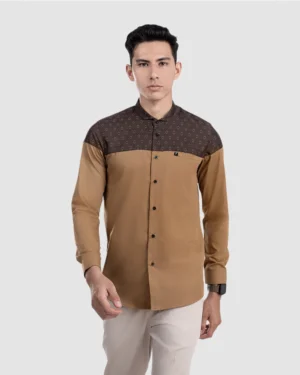 Baju Koko Pria Modern Ikrimah Lengan Panjang Gold